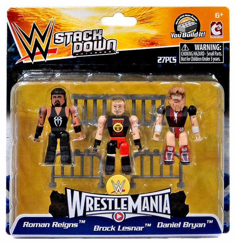 2015 WWE Bridge Direct StackDown Series 4 WrestleMania 31: Roman Reigns, Brock Lesnar & Daniel Bryan [Exclusive]