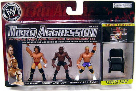 2007 WWE Jakks Pacific Micro Aggression Series 4 CM Punk, Bobby Lashley & Hardcore Holly