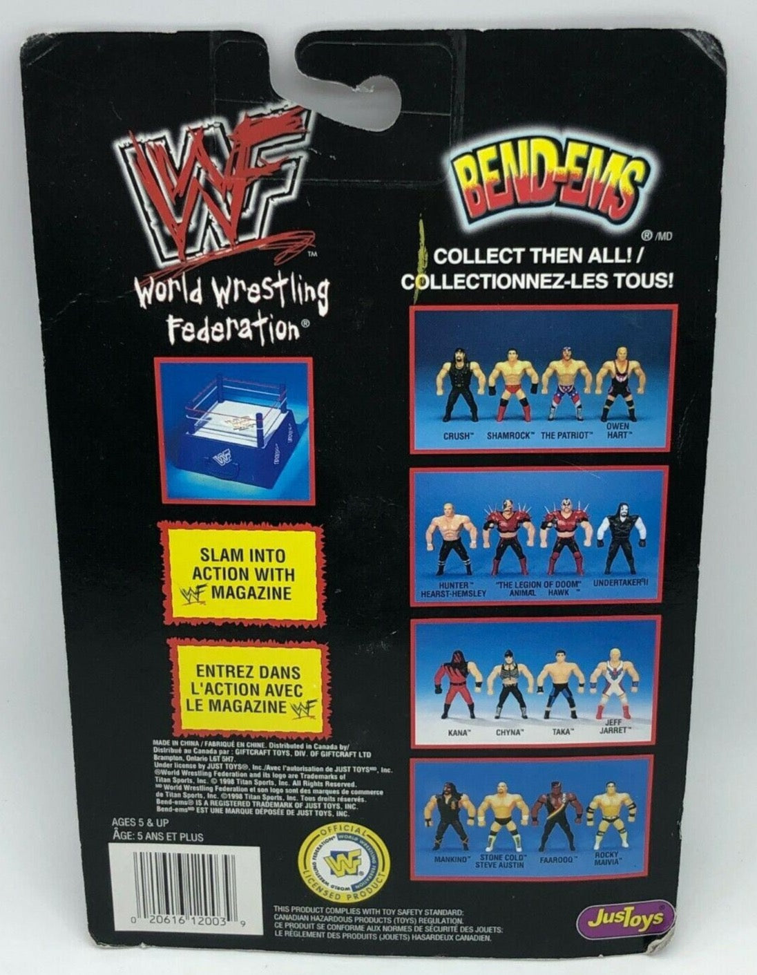 1998 WWF Just Toys Bend-Ems Canadian Series 7 Crush