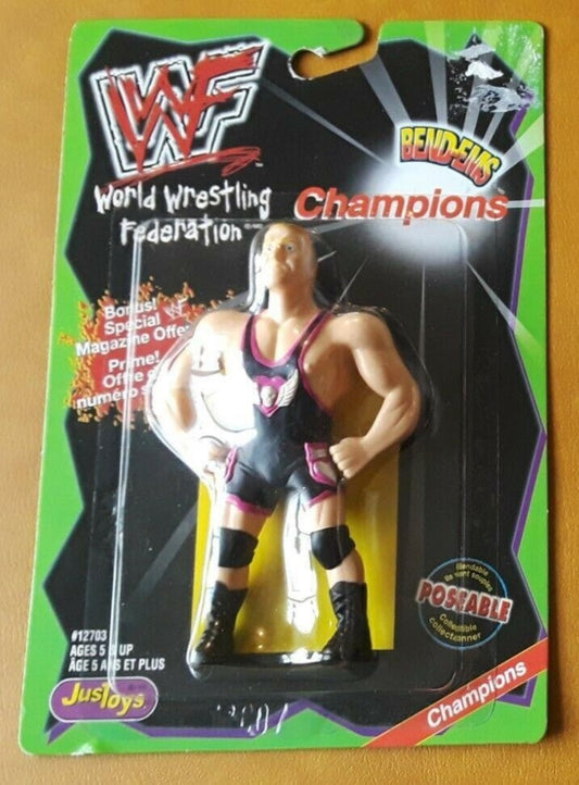 1999 WWF Just Toys Bend-Ems Canadian Champions Owen Hart