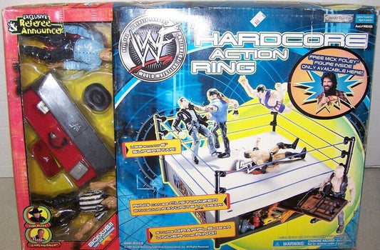 2001 WWF Jakks Pacific Titantron Live Hardcore Action Ring [With Jim Ross, Earl Hebner & Mick Foley]