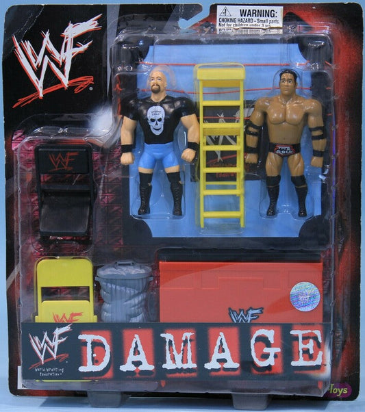 1999 WWF Just Toys Bend-Ems Damage Stone Cold Steve Austin & The Rock