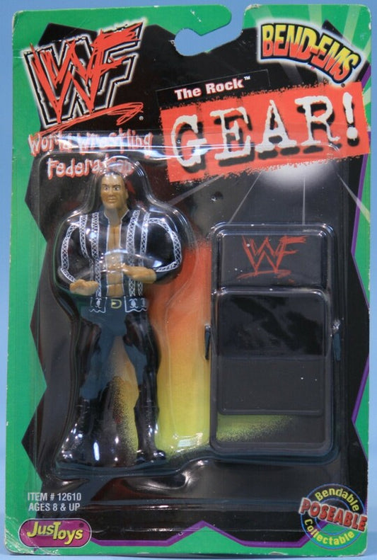 2000 WWF Just Toys Bend-Ems Gear! The Rock [With Black & White Shirt & Chair]