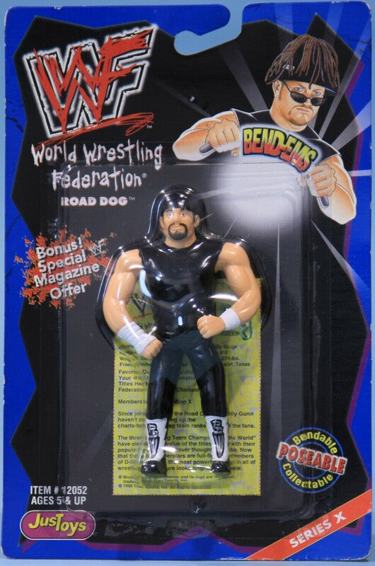 CUSTOM 2000 Just Toys WWF Bend-Ems Carded Action Figure - Grand Master  Sexay (Signed by Sexay) Displayed with JSA COA
